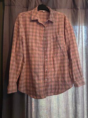 Girls Aeropostale Brown Plaid Button-Up Flannel Shirt - Casual Long Sleeve